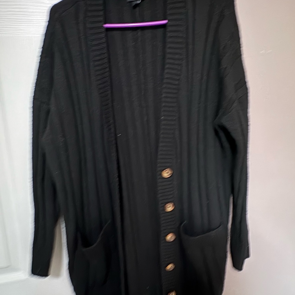 Torrid Black Button-Front Cardigan